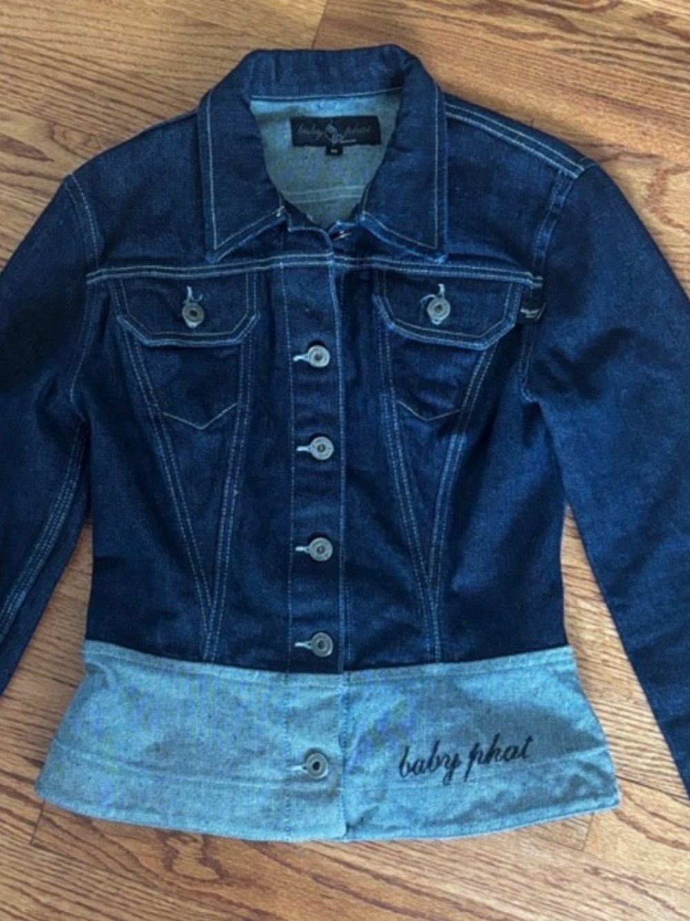 Authentic Vintage Baby Phat Dark Blue Denim Jacket USA Sz M (Cut small) PERFRCT